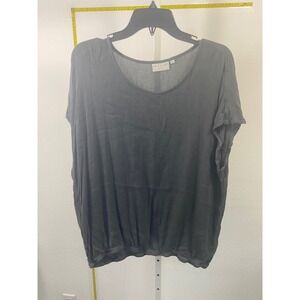 Kaffe Curve Black Textured Scoop Neck Short Sleeve Blouse Size 44‎